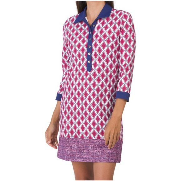 Cabana Life Dresses & Skirts - CABANA LIFE Upf 50 Rosewood Button Down Dress Blue Pink Button NEW w/o packaging